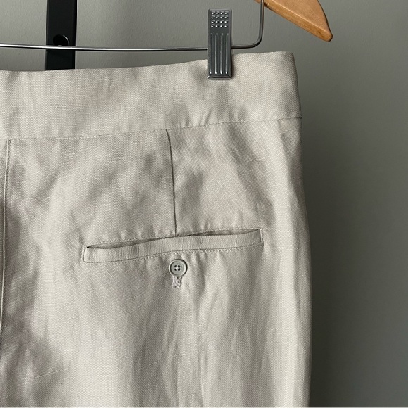 Wilfred Allant Linen Blend Crop Pant Cuff Hem Cream Size 10 - Picture 6 of 10